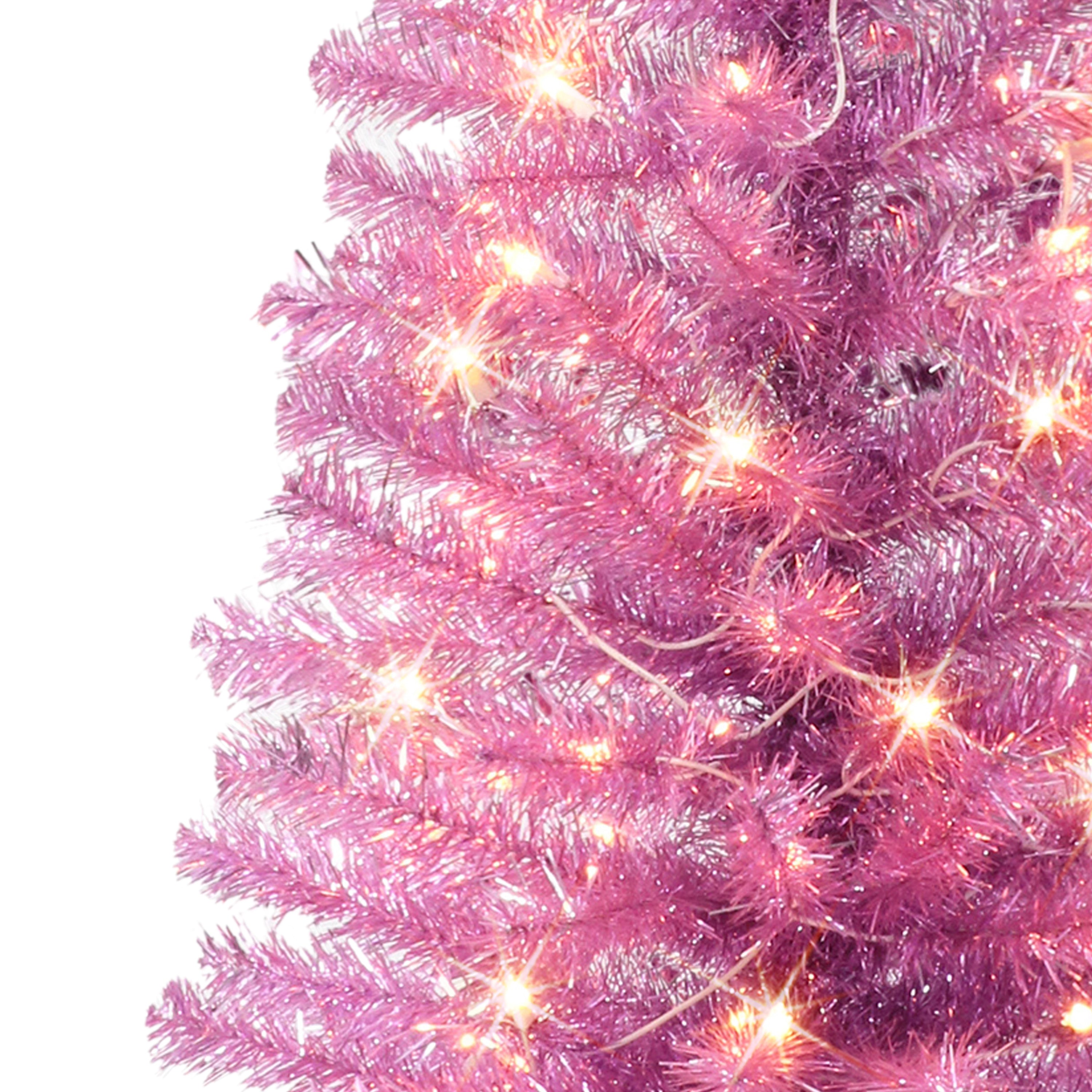 4.5ft Pre-lit Pink Tinsel Tree